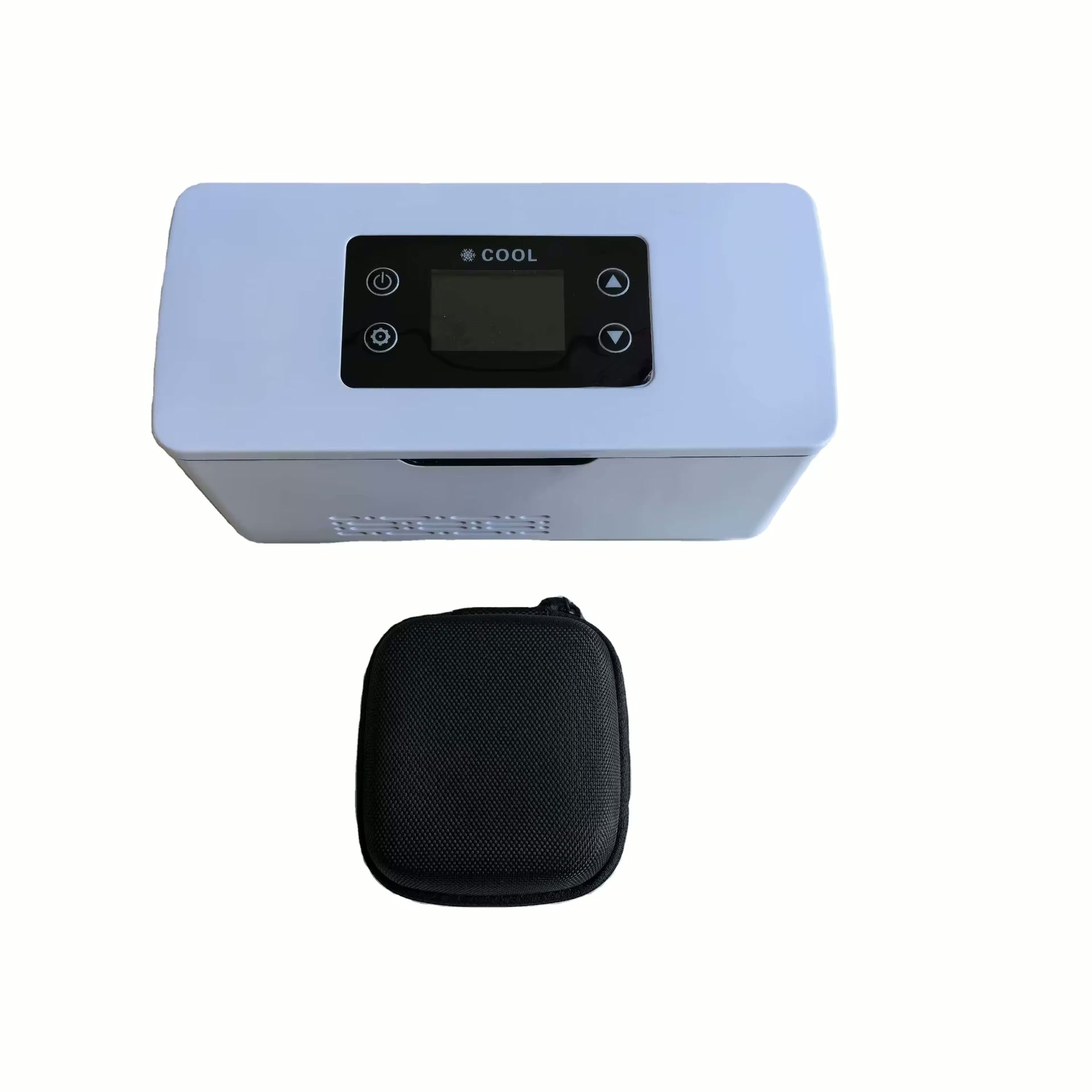 PepCool portable peptide fridge with digital temperature display and travel case